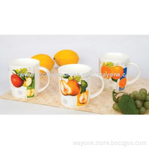 Fine China Mug with Fruit Design, Available in 12oz Volume, Measuring 8.3 x 9.5cm, Popular Shape
